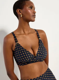 Draped crossed-look bralette bikini top