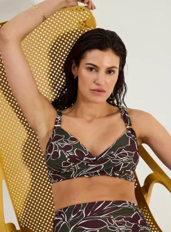 Draped crossed-look bralette bikini top
