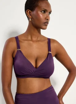 Draped crossed-look bralette bikini top