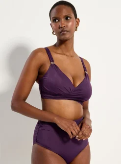 Draped crossed-look bralette bikini top