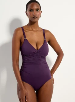 Draped crossed-look one-piece