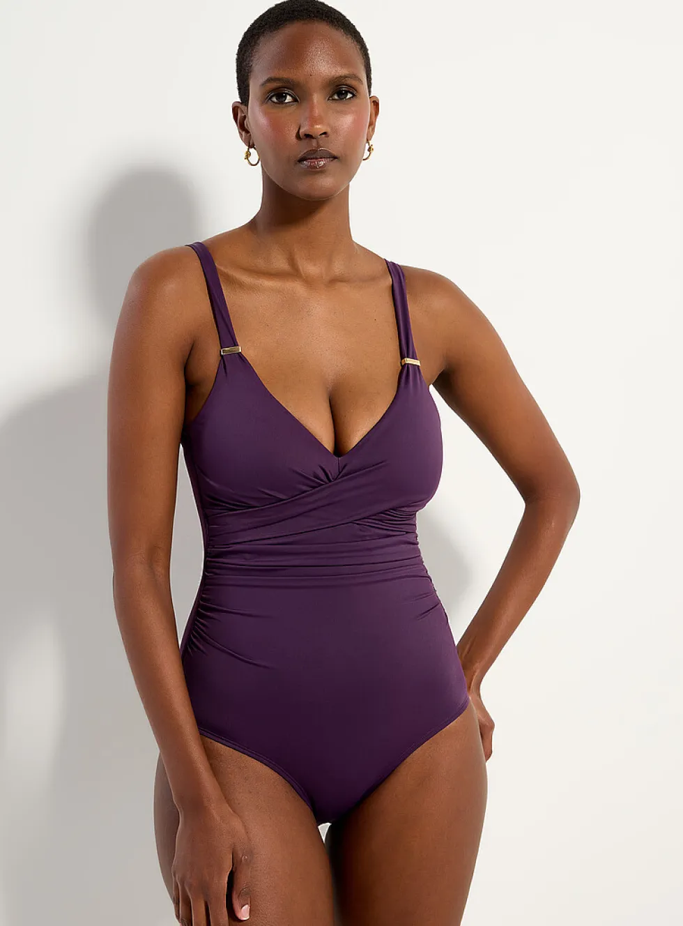 Draped crossed-look one-piece