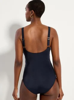 Draped crossed-look one-piece