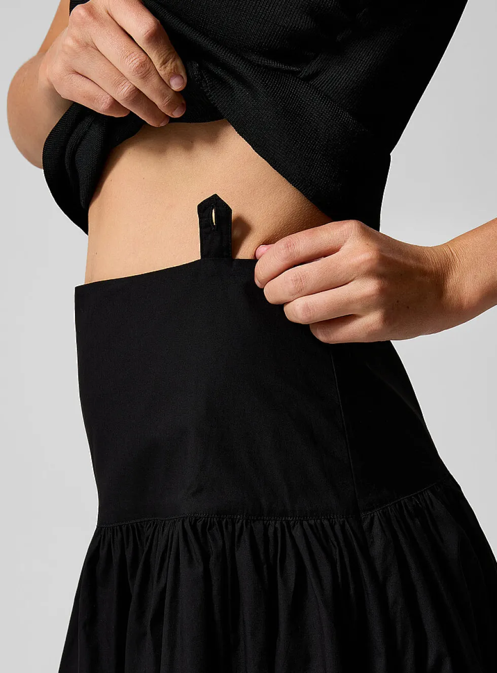 Draped dual-material dress