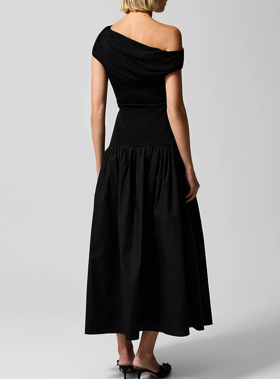Draped dual-material dress