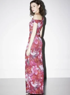 Draped floral maxi dress