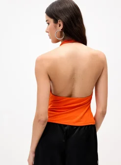 Draped halter-neck cami