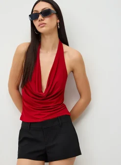 Draped halter-neck cami