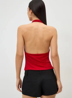 Draped halter-neck cami