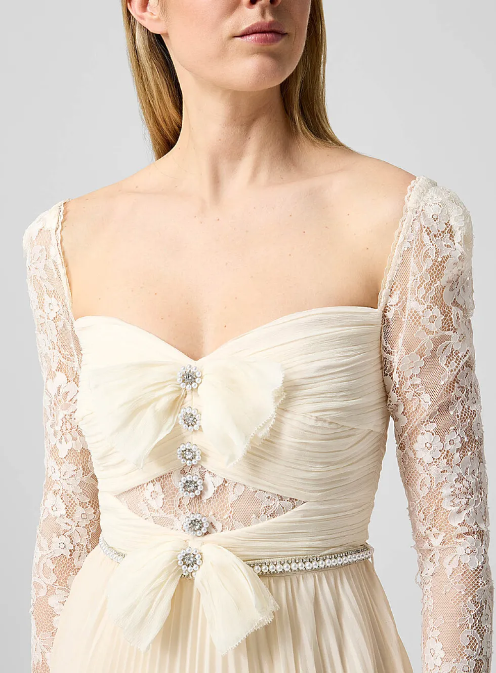 Draped lace bust dress