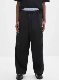 Drawcord-waist canvas cargo pant
