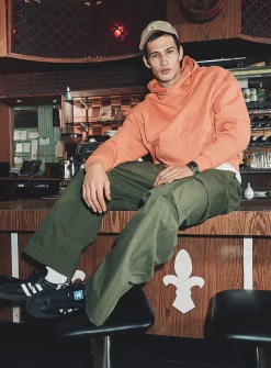 Drawcord-waist canvas cargo pant