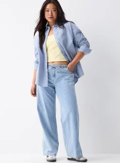 Drawcord-waist wide-leg jean
