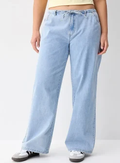 Drawcord-waist wide-leg jean