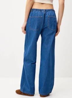 Drawcord-waist wide-leg jean
