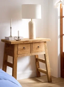 2-drawer recycled teak A-line console table