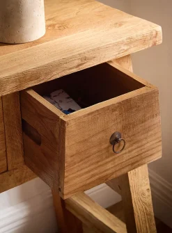 2-drawer recycled teak A-line console table