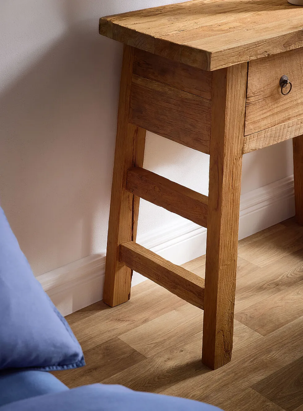 2-drawer recycled teak A-line console table