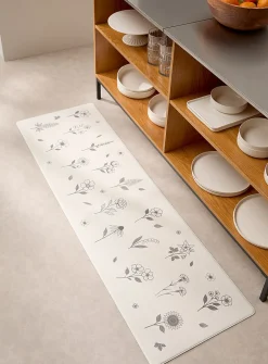 Drawn flowers kitchen mat