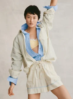 Drawstring-waist wide-leg boxer-style short