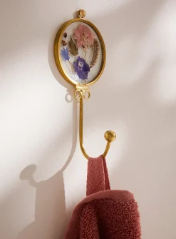 Dried flowers and brass wall hook