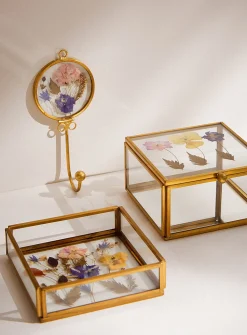 Dried flowers and brass wall hook