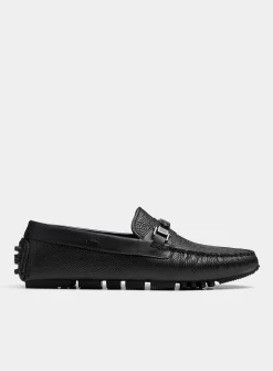 Driver grained leather moccasin loafers