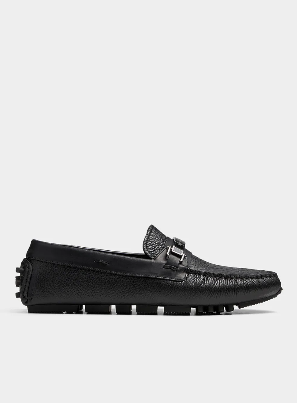Driver grained leather moccasin loafers