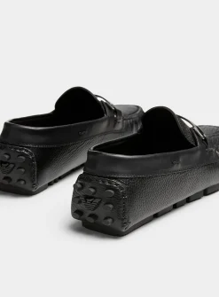 Driver grained leather moccasin loafers