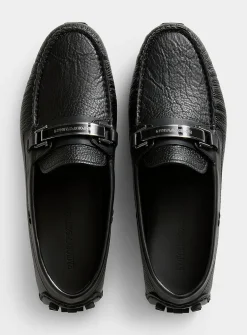 Driver grained leather moccasin loafers