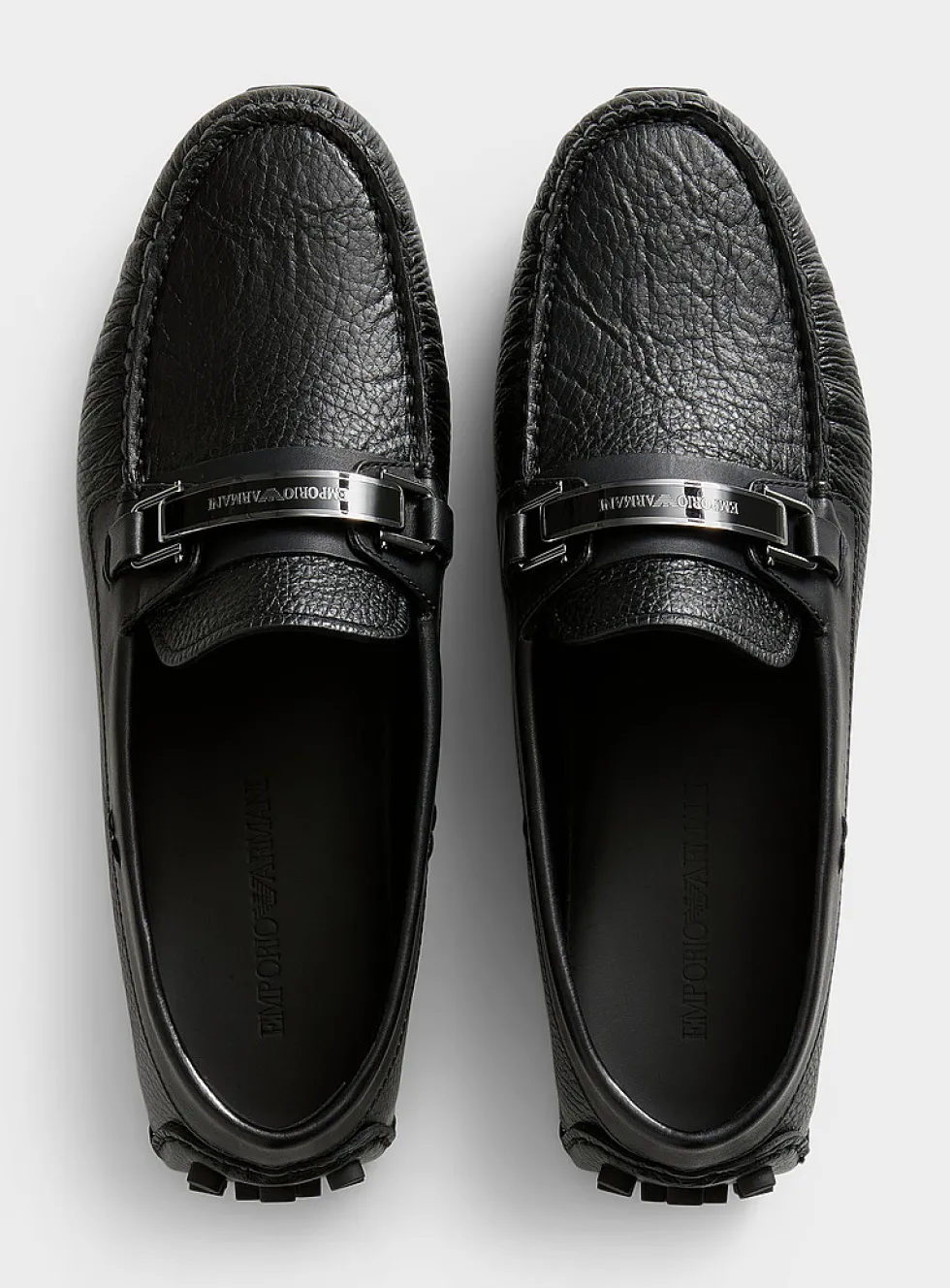 Driver grained leather moccasin loafers