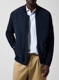 Dual material bomber jacket