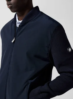 Dual material bomber jacket
