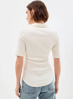 Dual-material ribbed utilitarian polo shirt