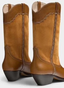 Duerto leather and suede cowboy boots