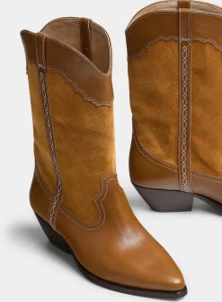 Duerto leather and suede cowboy boots