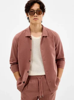 Dusty pink cotton and linen overshirt