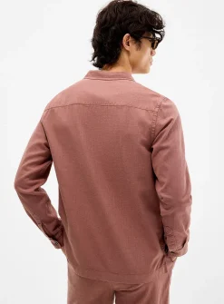 Dusty pink cotton and linen overshirt