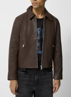 Dutton zippered grained leather jacket