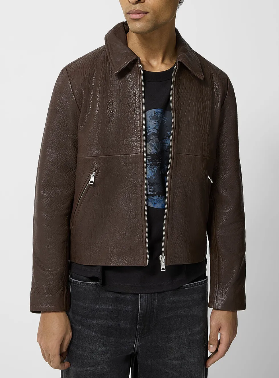 Dutton zippered grained leather jacket