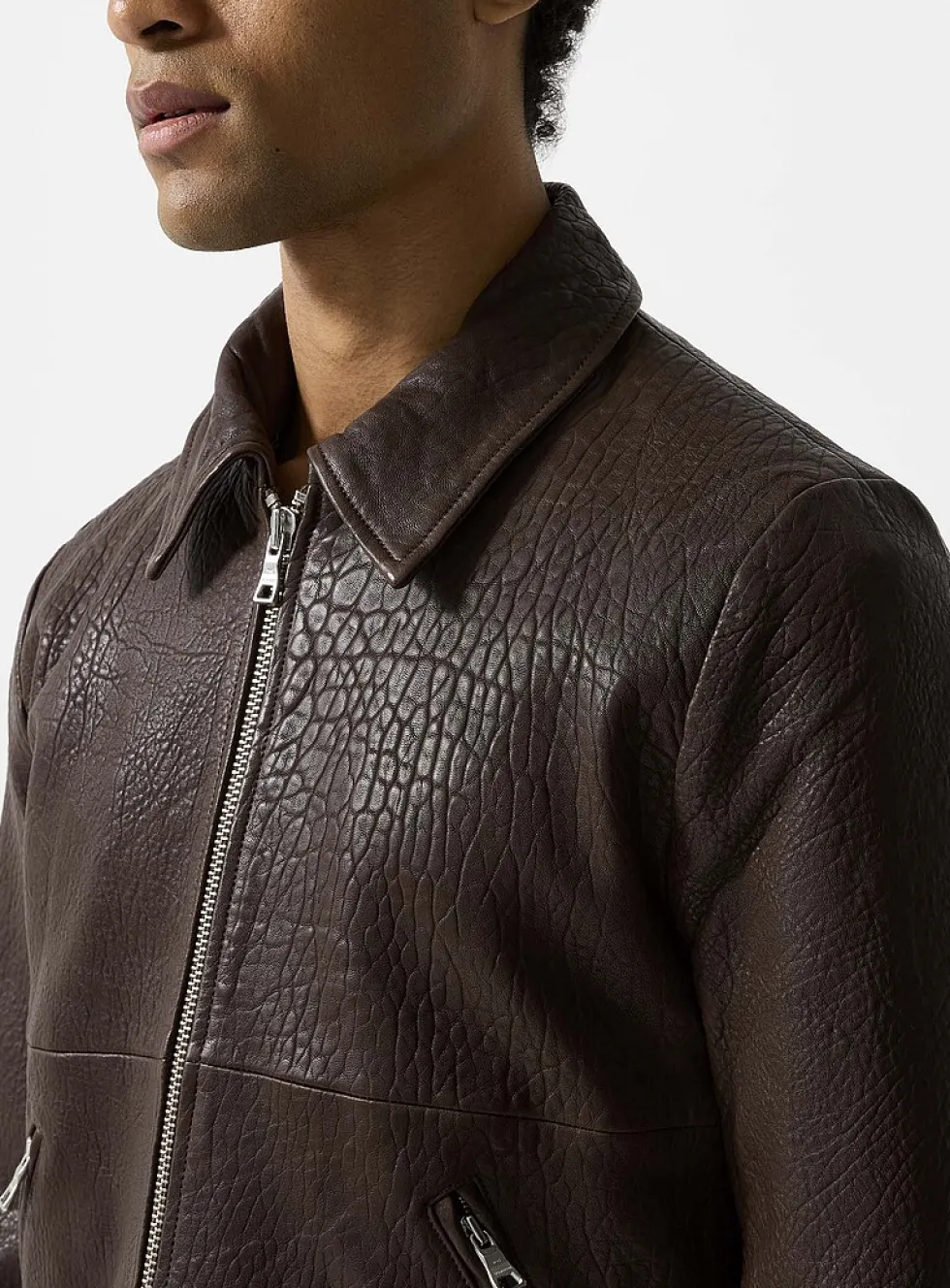 Dutton zippered grained leather jacket