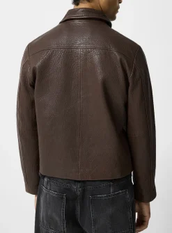 Dutton zippered grained leather jacket