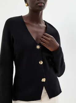 Eclectic golden buttons fitted cardigan