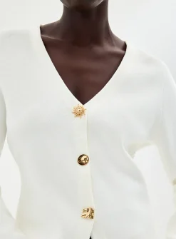 Eclectic golden buttons fitted cardigan