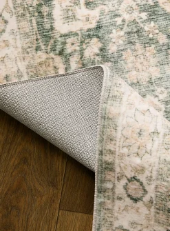 Ecru and green ultra-soft Persian-style rug