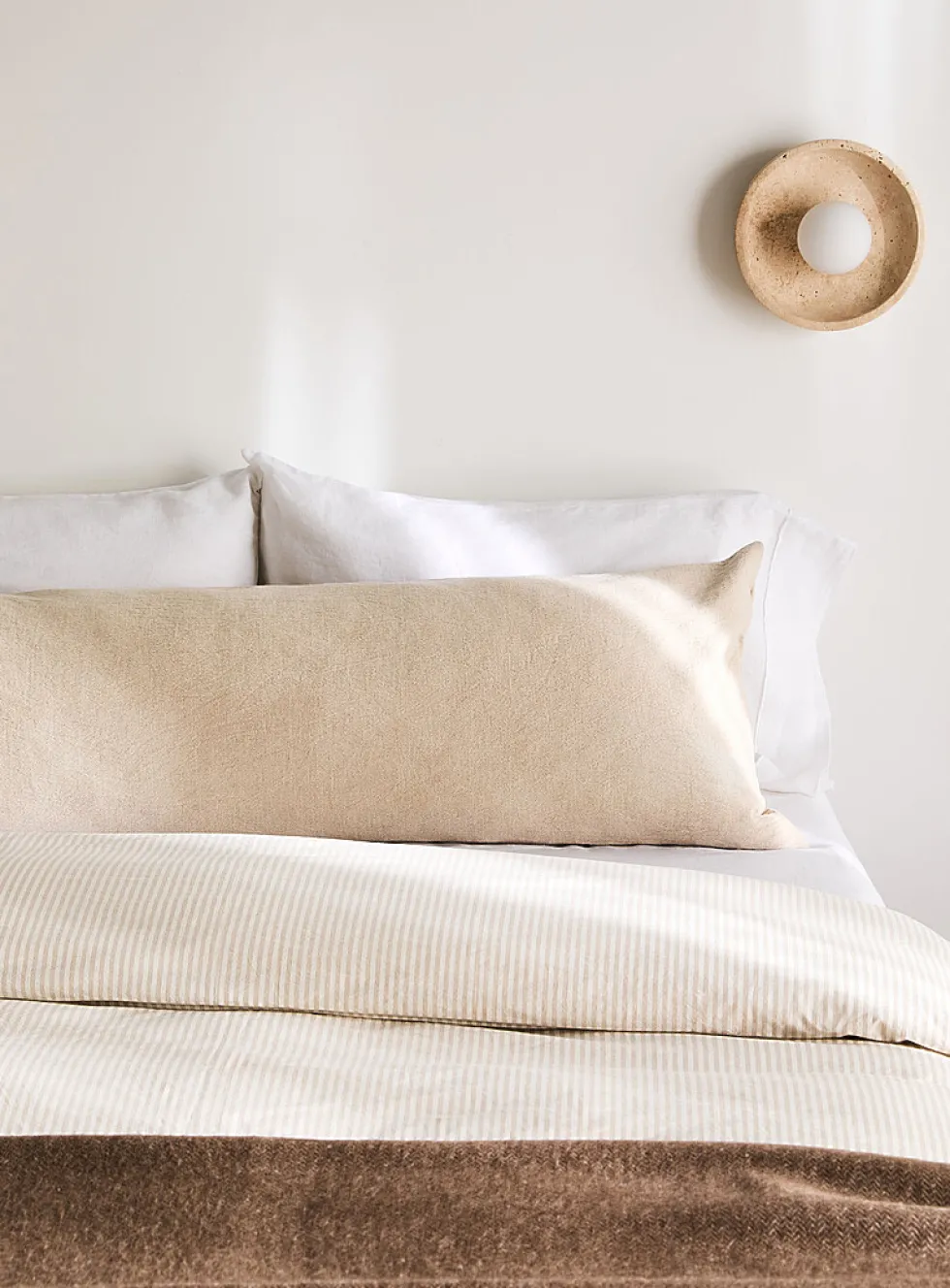 Ecru linen and organic cotton body pillow sham