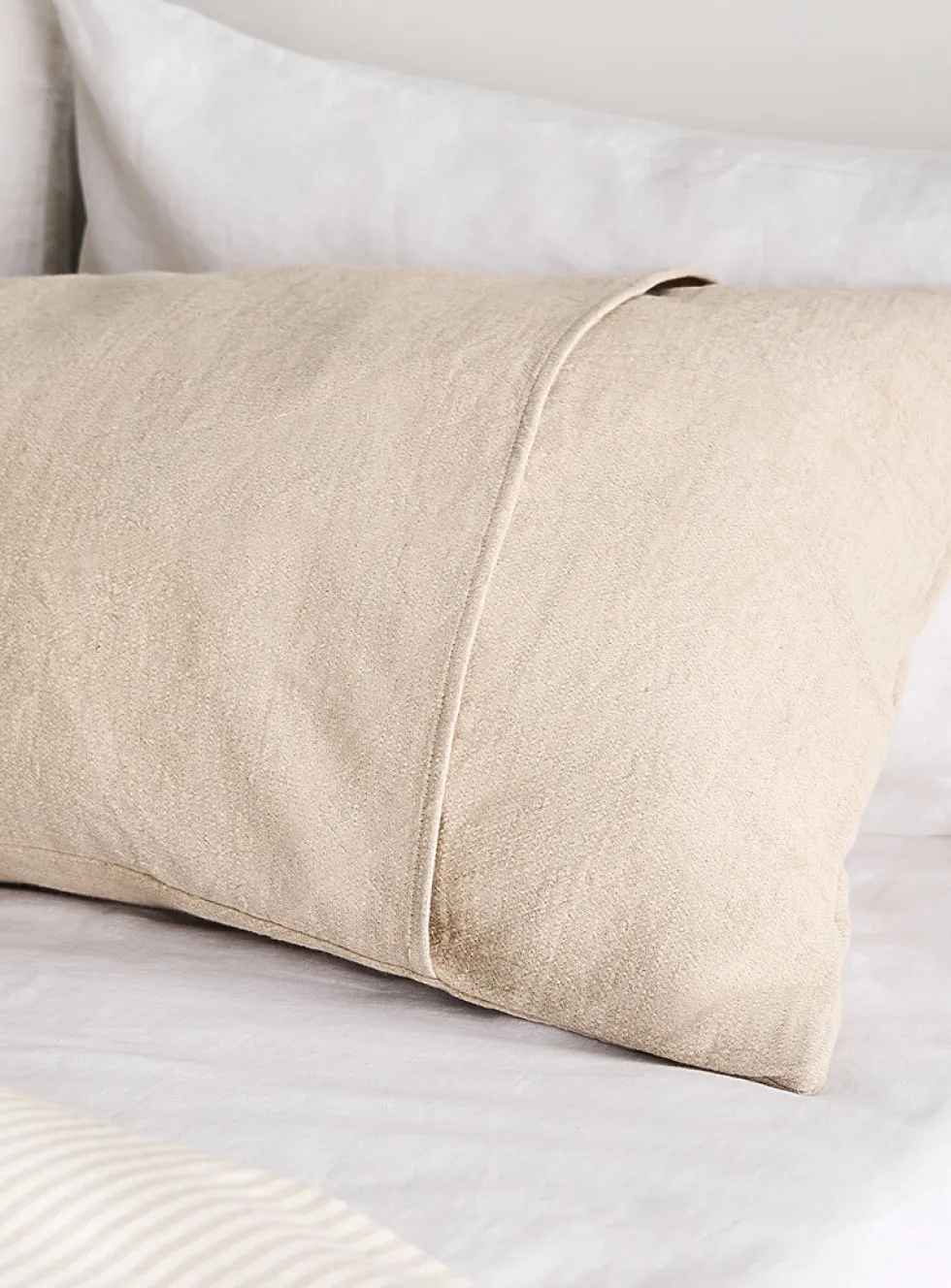 Ecru linen and organic cotton body pillow sham