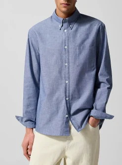 Edouard embroidered pocket chambray shirt