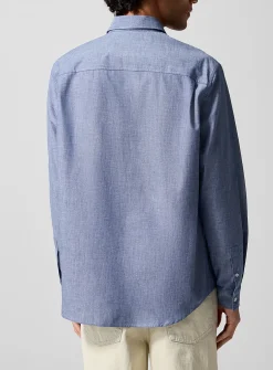 Edouard embroidered pocket chambray shirt