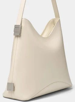 Egg smooth ecru leather bag